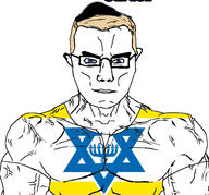 chud clothes glasses hat israel israeli jews judaism kike kippah muscular_male star_of_david subvariant:muscular_chud variant:chudjak // 581x542 // 197.5KB