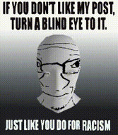 3d animated closed_mouth ear ext=gif glasses if_you_dont_like_my_post looking_at_you meme neutral nose racism spin spinning stubble text transparent:background variant:soyak // 240x276 // 719.8KB