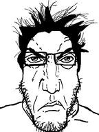 aliased angry closed_mouth frown glasses hair punisher_face soyjak stubble template variant:markiplier_soyjak white_background // 600x800 // 19.3KB