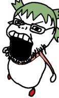 4chan angry anime clothes full_body glasses green_hair hair one_piece open_mouth soyjak stubble tony_tony_chopper variant:tony_tony_chopper_soyjak yotsoyba // 340x565 // 12.7KB