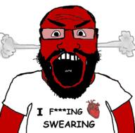 angry beard clothes comic_sans fuck fume glasses i_love open_mouth poop red_face soyjak subvariant:science_lover swearing text tshirt variant:markiplier_soyjak // 800x789 // 162.7KB