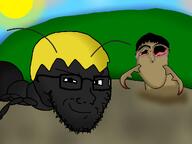 2soyjaks ant antenna antlion artist:crimsonvoidhydra1488 bloodshot_eyes bug hair jartybug jartypedo nate smug subvariant:jartycuck sun trend:jartycuck variant:chudjak variant:soyak yellow_hair // 1024x768 // 369.8KB