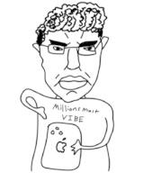 angry arm closed_mouth ear glasses hair hand holding_object holding_phone iphone millions_must_die phone pun soyjak text variant:chudjak zoomer // 750x908 // 63.9KB