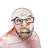 awful_soy beard bloodshot_eyes disgusting edit fucked_up_teeth glasses horror meth realistic series:methjaks variant:feraljak variant:markiplier_soyjak white_skin // 1500x1500 // 1.2MB