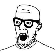 ear glasses max_headroom open_mouth soyjak stubble variant:headjak // 400x400 // 35.2KB