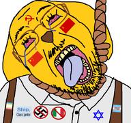 bloodshot_eyes china communism crying david_star flag hammer_and_sickle handmaiden hanging italy janny open_mouth pedophile rope ship_(user) soviet_union soybooru stubble suicide swastika variant:bernd // 628x589 // 148.5KB