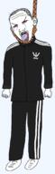 aids angry bloodshot_eyes clothes crying ear full_body hair hanging kuz open_mouth rope soyjak suicide tongue track_suit variant:carterjak variant:kuzjak // 1189x3716 // 395.8KB