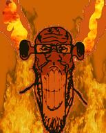 angry calm ear fire glasses hothead ogre_ears red soyjak stretched_mouth stubble variant:markiplier_soyjak vein // 800x1000 // 557.7KB