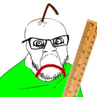 angry antenna baldi balding baldis_basics closed_mouth clothes crazed glasses green red_lips reddit ruler soyjak stubble variant:feraljak // 1500x1500 // 655.0KB
