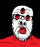 3_eyes black_background closed_mouth glasses multiple_eyes mustache red_eyes soyjak stubble third_eye variant:a24_slowburn_soyjak // 218x255 // 26.6KB