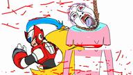 animated blood bloodshot_eyes blue_eyes bone crying glasses hanging laser_sword mega_man open_mouth purple_hair rope soyjak stubble sword tongue tranny trans_rights transgender_flag variant:bernd video video_game yellow_teeth ywnbaw zero_(mega_man) // 1920x1080, 12.8s // 8.2MB