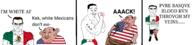 2soyjaks ack amerimutt anti_mutt argument arm balding basque blood bloodshot_eyes brown_hair brown_skin buff bulge closed_mouth clothes comic countrywar crying dark_hair ear fat flag flag:mexico flag:spanish_empire flag:united_states glasses hair hand holding_object holding_severed_head mcdonalds mexico mutt nas:amerimutt open_mouth poop punch queen_of_spades redraw severed_head shirtless smug star_of_david subvariant:chudjak_amerimutt subvariant:chudjak_front subvariant:muscular_chud subvariant:unbotheredchud taco text tongue underpants united_states variant:chudjak yellow_teeth // 6300x1488 // 1.4MB