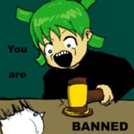 4chan anime ban clothes green_hair hair hammer judge open_mouth soyjak variant:soyak yotsoyba // 255x255 // 71.3KB