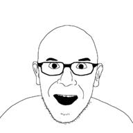 glasses open_mouth rob_renzetti smile soyjak stubble variant:unknown // 1200x1200 // 24.4KB