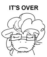 cartoon closed_eyes frown glasses its_over my_little_pony pinkie_pie pony soy_parody soyjak stubble text variant:markiplier_soyjak // 378x463 // 16.2KB