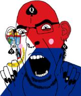 animal bbc bird blush eagle ear facial_mark flag flag:sint_maarten forehead_mark glasses hair hand latin_text netherlands nose_piercing nose_ring open_mouth painted_nails queen_of_spades sint_maarten soyjak stubble subvariant:slutson subvariant:spadeson tattoo text variant:cobson // 723x861 // 114.8KB