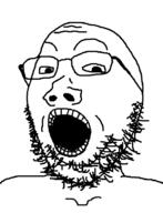 alternate glasses open_mouth soyjak stubble variant:gapejak virus // 600x784 // 18.1KB