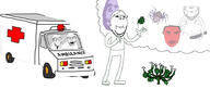 ambulance arm benadryl bug car closed_eyes datura doctor drugs eating flower glasses hand horn leg monster multiple_soyjaks plant red_skin series:animaljaks shadow spider stubble subvariant:chudjak_front subvariant:hornyson thought_bubble variant:chudjak variant:cobson variant:feraljak variant:impish_soyak_ears wrinkles // 2800x1200 // 469.2KB