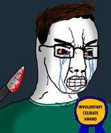 Adolescence(Series) award badge blood brown_hair clenched_teeth clothes crying drama freckles glasses green_shirt incel knife netflix rosette tshirt tv_show variant:chudjak // 645x770 // 193.3KB
