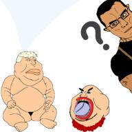 3soyjaks angry arm baby beheaded blond brown_eyes brown_skin closed_mouth clothes crying ear eyes_like_the_o-o-cean glasses hair muscular_male open_mouth seething smile soyjak speech_bubble speech_bubble_empty stubble trend:aryan variant:chudjak variant:meximutt white_skin // 1920x1920 // 548.7KB