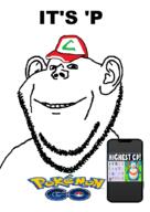 'p ash_ketchum baseball_cap closed_mouth clothes ear hat logo mobile_game phone pokeball pokemon pokemon_go pun small_eyes smile soyjak stubble text variant:impish_soyak_ears video_game white_background // 642x906 // 152.8KB