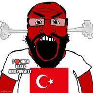 angry arm balding beard clothes earless flag flag:turkiye forehead_lines forehead_wrinkles fume glasses hair heart i_heart i_love open_mouth red_skin soyjak subvariant:science_lover t-shirt text turkiye variant:markiplier_soyjak white_background // 500x501 // 53.0KB
