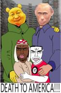 2soyjaks angry arab arm brown_skin closed_mouth clothes ear glasses hair hand keffiyeh monkey_putin redraw stubble subvariant:chudjak_front swastika text tshirt variant:chudjak vladimir_putin white_skin winnie_the_pooh xi_jinping yellow_skin // 1349x2042 // 1.2MB