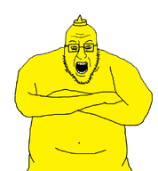 admin blart condiment crossed_arms glasses mustard mustard_(user) open_mouth soyjak stubble variant:blartjak yellow_skin // 852x921 // 14.3KB