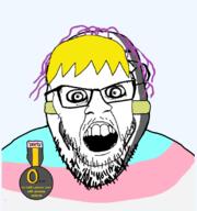 badge mask open_mouth soyjak_party soyteen stubble tranny variant:feraljak // 1029x1095 // 360.8KB