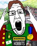 award badge barrel beer brown_hair button cloud curly_hair door feather glasses grass hair hand hobbit hobbit_hole house i_love lord_of_the_rings medal norf_fc open_mouth pipe pitcher ring sky smoke smoking stubble tobacco united_kingdom variant:ppp warning window // 1000x1233 // 964.9KB