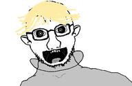 67_kid ear glasses grey_shirt hair happy hoodie ice_cream_haircut meta:not_oc open_mouth smile soyjak stubble subvariant:doctos subvariant:doctos_front variant:soyak yellow_hair zoomer // 1112x726 // 75.3KB