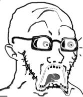 bald glasses inverted open_mouth scared shocked stubble subvariant:doctos variant:soyak // 331x385 // 82.7KB