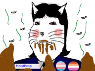 animal black_hair cat cat_ear clothes eating eating_poop flag:lesbian_pride_flag flag:transgender_pride_flag flies lesbian meta:namefags moistpepper_(user) poop red_eyes smell smelling stench stinky subvariant:massjak subvariant:massmeowjak suit transgender_flag variant:gapejak whiskers white_background // 1200x900 // 78.9KB