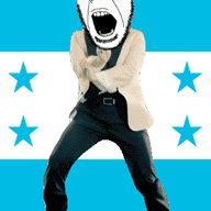 angry animated country dance flag full_body gangnam_style glasses honduras irl open_mouth soyjak star stubble variant:cobson // 300x460 // 502.6KB