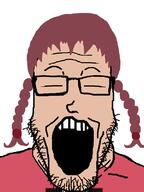 braids brown_hair closed_eyes female glasses hair madotsuki open_mouth soyjak stubble variant:markiplier_soyjak video_game yume_nikki // 600x800 // 73.5KB