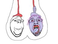 2soyjaks bloodshot_eyes crying glasses open_mouth purple_skin smile soyjak stubble subvariant:wholesome_soyjak testicles testicular_torsion tongue tranny variant:bernd variant:gapejak yellow_teeth // 1755x1332 // 303.1KB