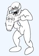 2soyjaks bloodshot_eyes bulge closed_mouth crying flesh full_body glasses latex neutral open_mouth skin stubble subvariant:neutralplier variant:cryboy_soyjak variant:markiplier_soyjak // 497x713 // 49.6KB