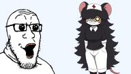 anthro black_shirt female fundamental_paper_education furry lorna medical miss_circle mouse mouse_ears nurse nurse_hat oh_my_god_she_is_so_attractive sisa sisa_eyes subvariant:threefourthsplier terrible_mouse transparent_background variant:markiplier_soyjak white_fur white_pants // 2400x1355 // 610.5KB