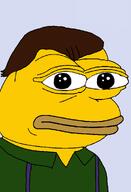 amphibian blue_background clothes collared_shirt frog hair nas:pepe pepe_the_frog the_simpsons yellow_skin // 672x986 // 71.4KB
