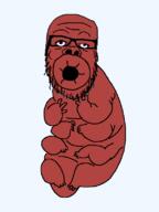 animal full_body glasses open_mouth series:animaljaks soyjak stubble variant:a24_slowburn_soyjak water_bear // 600x800 // 13.3KB