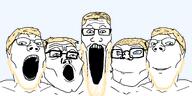 5soyjaks blond blue_eyes glasses hair muscles open_mouth series:aryan_soyjaks soyjak soyjak_quintet stubble subvariant:aryanplier subvariant:etaryan subvariant:gapearyan subvariant:longaryanplier subvariant:longplier subvariant:sopraryan subvariant:wholesome_soyjak transparent_background trend:aryan variant:et variant:gapejak variant:markiplier_soyjak variant:tony_soprano_soyjak // 2000x1000 // 418.8KB