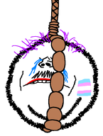 ball closed_eyes crying flag:transgender_pride_flag hair hanging lipstick moustache noose purple_hair rope sad stubble subvariant:impish_ball tear tranny transparent_background troon variant:impish_soyak_ears // 566x750 // 40.0KB