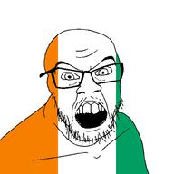 angry cote_divoire country flag glasses jacksepticeye looking_at_you mustache open_mouth soyjak stubble teeth variant:feraljak youtube // 1500x1500 // 22.7KB