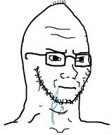 brainlet closed_mouth concerned drool glasses retard soyjak stubble subvariant:soyak_(irritated) variant:soyak // 419x505 // 60.4KB