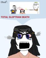 angry anti_soytan avengers bloodshot_eyes chud clothes comment crying glasses hair necklace redtext seething shotgun slop soybooru soyjak soytran speech_bubble steam subvariant:doctos total_sloptran_death total_tranny_death transparent_background variant:smugjak variant:soytan // 619x785 // 216.8KB