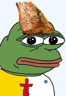 amphibian arctic_char bald canada canadian closed_mouth clothes country fish flag flag:nunavut food frog green_skin irl lips looking_at_you nas nas:pepe nunavut pepe_the_frog providence seafood series:pepe_hat transparent_background tshirt // 1008x1479 // 576.2KB