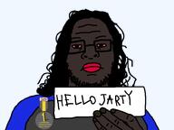 award black_skin bloodshot_eyes clothes glasses grey_shirt hair hand holding_object holding_paper jake jartycuck jartynigger long_hair nigger nigger_lips paper red_lips redraw shitskin soyjak stubble template text variant:skajyosjak white_shirt white_skin // 800x600 // 17.4KB