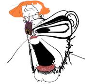 big_eyes big_lips brown_skin distorted hair mymy_(ongezellig) ongezellig open_mouth purple_hair stubble teeth variant:bernd variant:cobson variant:parrotjak white_background white_skin yellow_sclera // 1341x1218 // 283.5KB