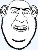 angry ear megamind open_mouth soyjak stubble subvariant:angrysmug variant:smugjak // 426x555 // 26.8KB