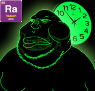 beard black_background clock glowing radioactive radium series:elemental_mutts skull text variant:meximutt // 888x849 // 258.0KB